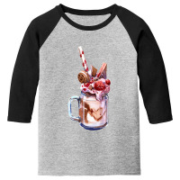 Chocolate Strawberry Milkshake,chocolate Strawberry Overshake Youth 3/4 Sleeve | Artistshot