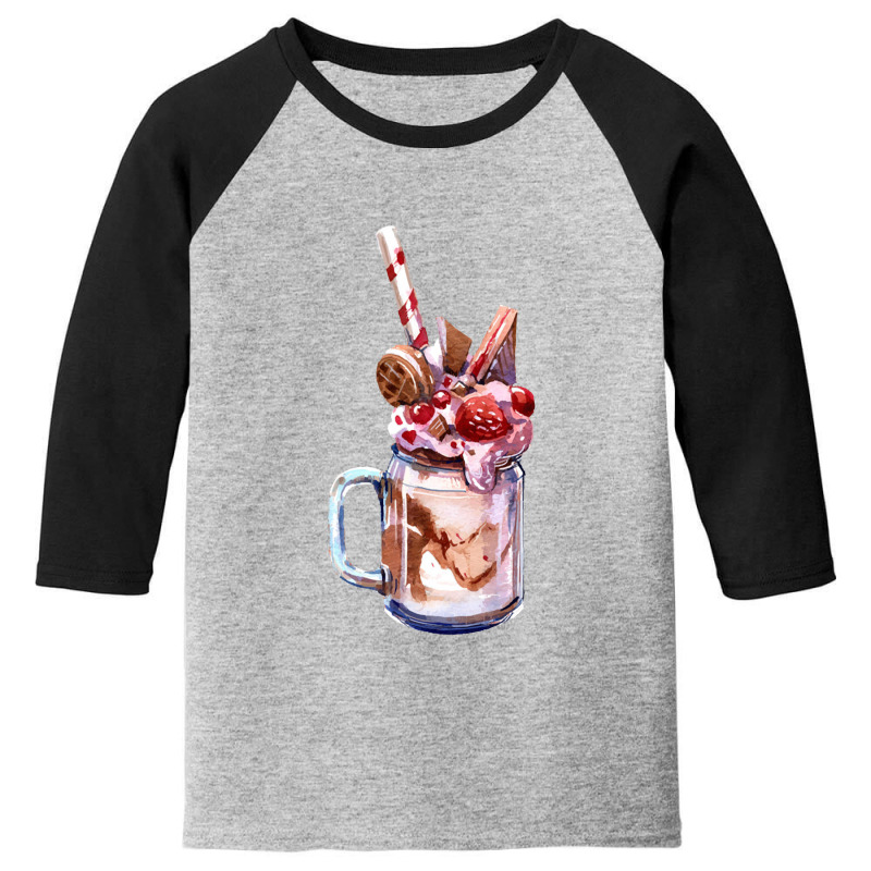 Chocolate Strawberry Milkshake,chocolate Strawberry Overshake Youth 3/4 Sleeve by marinah | Artistshot