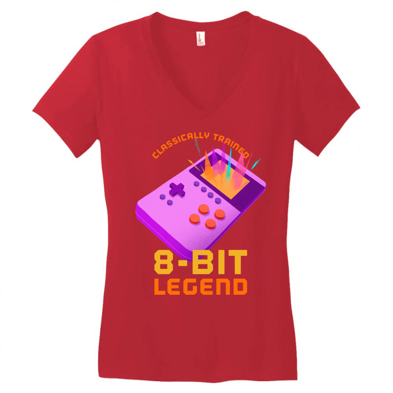 Retro Gamer 8bit Legend Handheld Trending Women's V-Neck T-Shirt by tusuppelekc | Artistshot