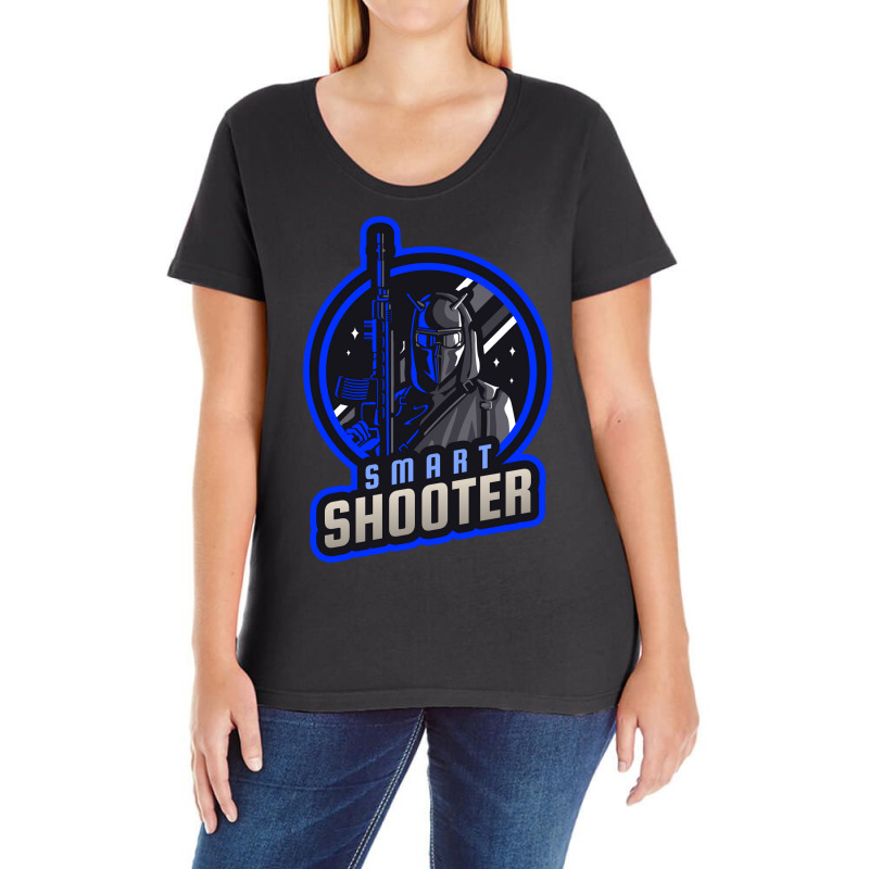 Blue Smart Shooter With A Sniper Riffle Yellow Ladies Curvy T-Shirt by meisammayukat | Artistshot