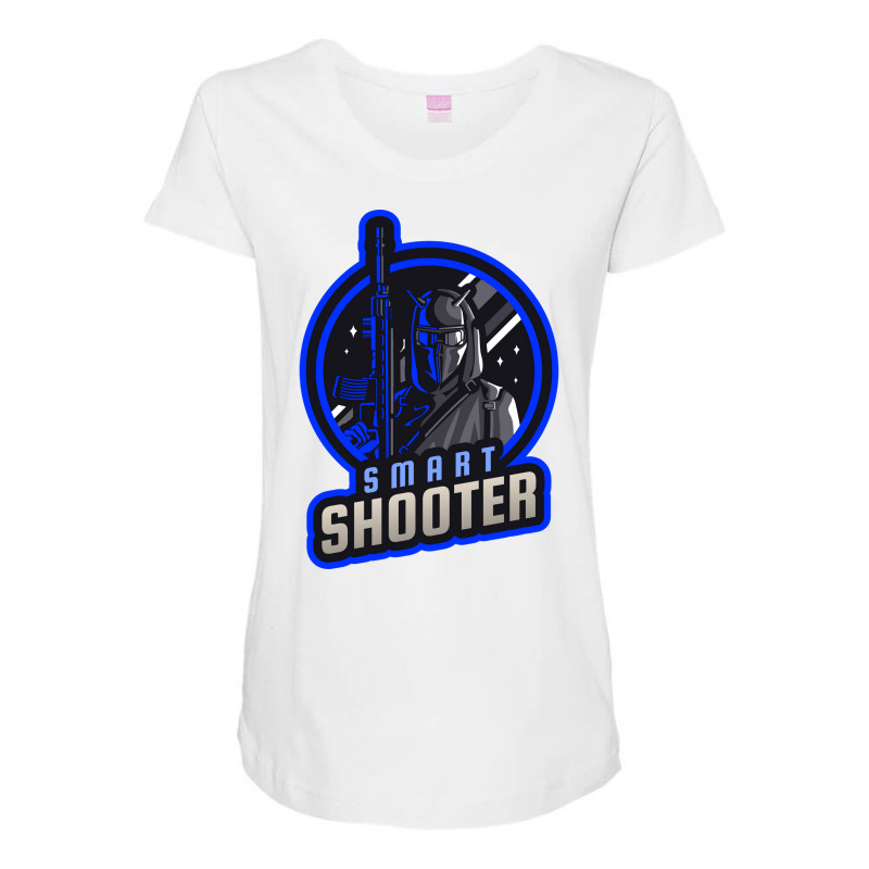 Blue Smart Shooter With A Sniper Riffle Yellow Maternity Scoop Neck T-shirt by meisammayukat | Artistshot