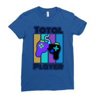 Total Player Gamer Design Blue Ladies Fitted T-shirt | Artistshot