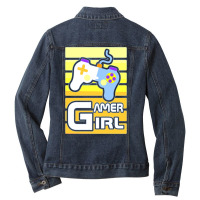 Yellow Gamer Girl 70s Ladies Denim Jacket | Artistshot