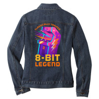 Retro Gamer 8bit Legend Arcade Pos Ladies Denim Jacket | Artistshot