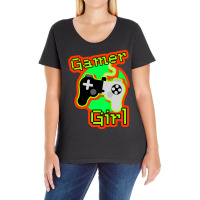 Orange And Green Gamer Girl Yellow Ladies Curvy T-shirt | Artistshot