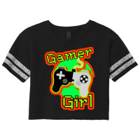 Orange And Green Gamer Girl Yellow Scorecard Crop Tee | Artistshot