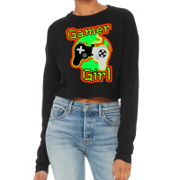 Orange And Green Gamer Girl Yellow Cropped Sweater | Artistshot