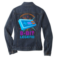 Retro Gamer 8bit Legend Gamepad Trending Ladies Denim Jacket | Artistshot