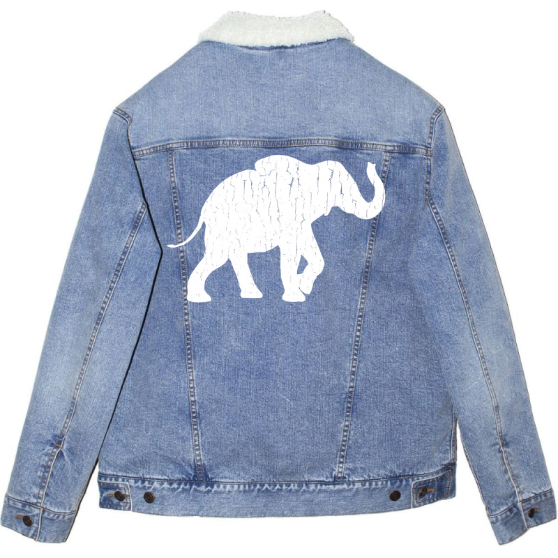 Distressed Elephant Silhouette Unisex Sherpa-Lined Denim Jacket by DonnaSchennum1234 | Artistshot