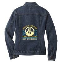 Music Is The Wine That Fills The Cup Of Silence .png Ladies Denim Jacket | Artistshot