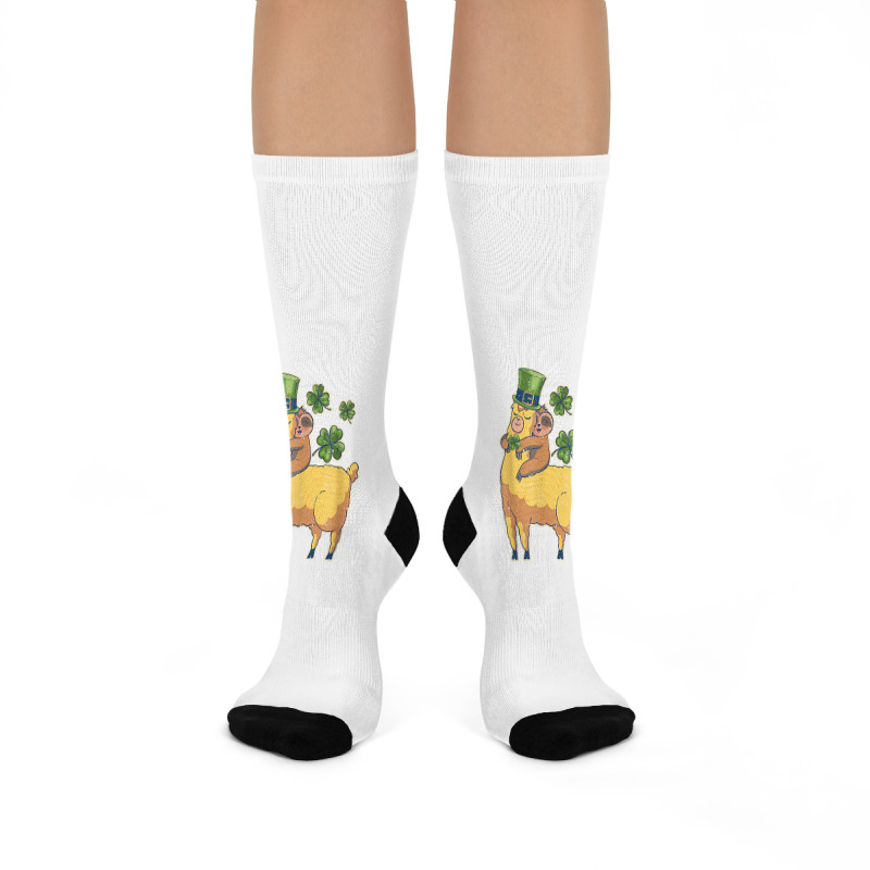 Funny Irish Sloth Llama Shamrock St Patricks Day Animal Love T Shirt Crew Socks | Artistshot