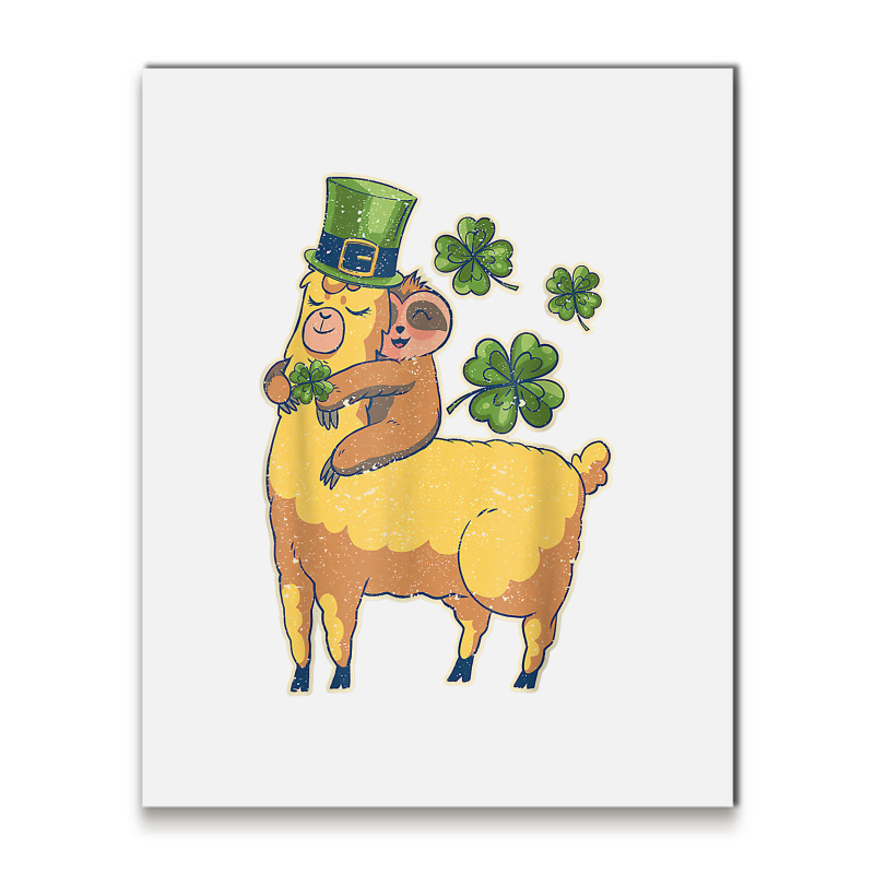 Funny Irish Sloth Llama Shamrock St Patricks Day Animal Love T Shirt Metal Print Vertical | Artistshot