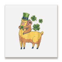 Funny Irish Sloth Llama Shamrock St Patricks Day Animal Love T Shirt Metal Print Square | Artistshot