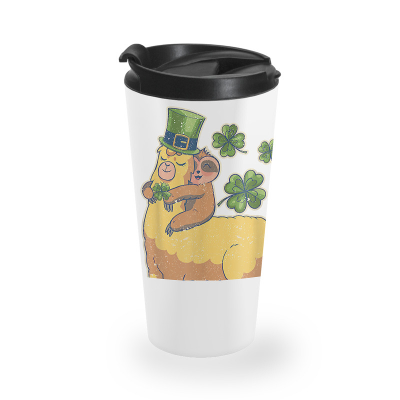 Funny Irish Sloth Llama Shamrock St Patricks Day Animal Love T Shirt Travel Mug | Artistshot