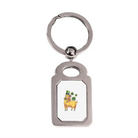 Funny Irish Sloth Llama Shamrock St Patricks Day Animal Love T Shirt Silver Rectangle Keychain | Artistshot