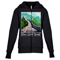 Great Wall Of China Time Well Spent T Shirt Youth Zipper Hoodie | Artistshot