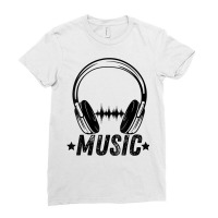 Funny Vintage Retro Headphones Electronic Music Lover Dj T Shirt Ladies Fitted T-shirt | Artistshot