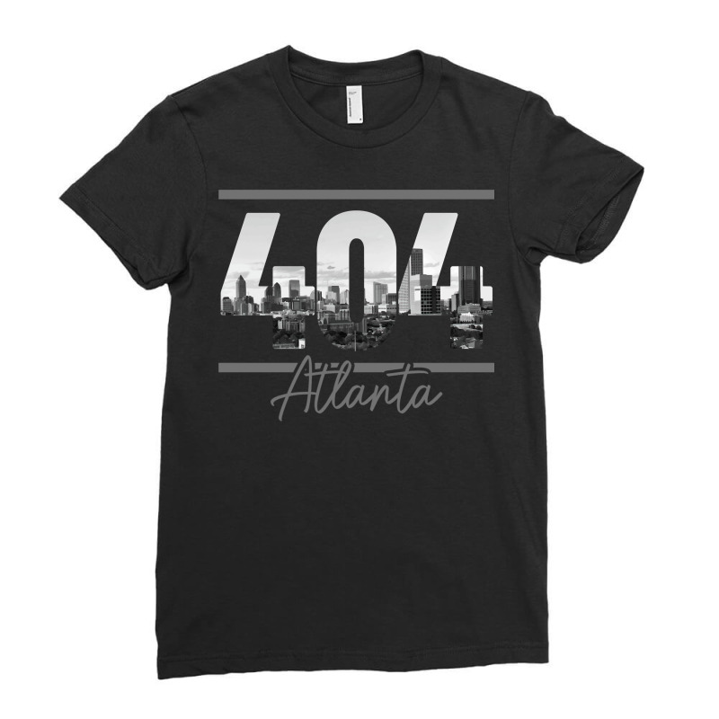 Atlanta 404 Area Code Skyline Atl Georgia Vintage Pullover Hoodie Ladies Fitted T-Shirt by omano | Artistshot