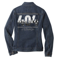 Atlanta 404 Area Code Skyline Atl Georgia Vintage Pullover Hoodie Ladies Denim Jacket | Artistshot