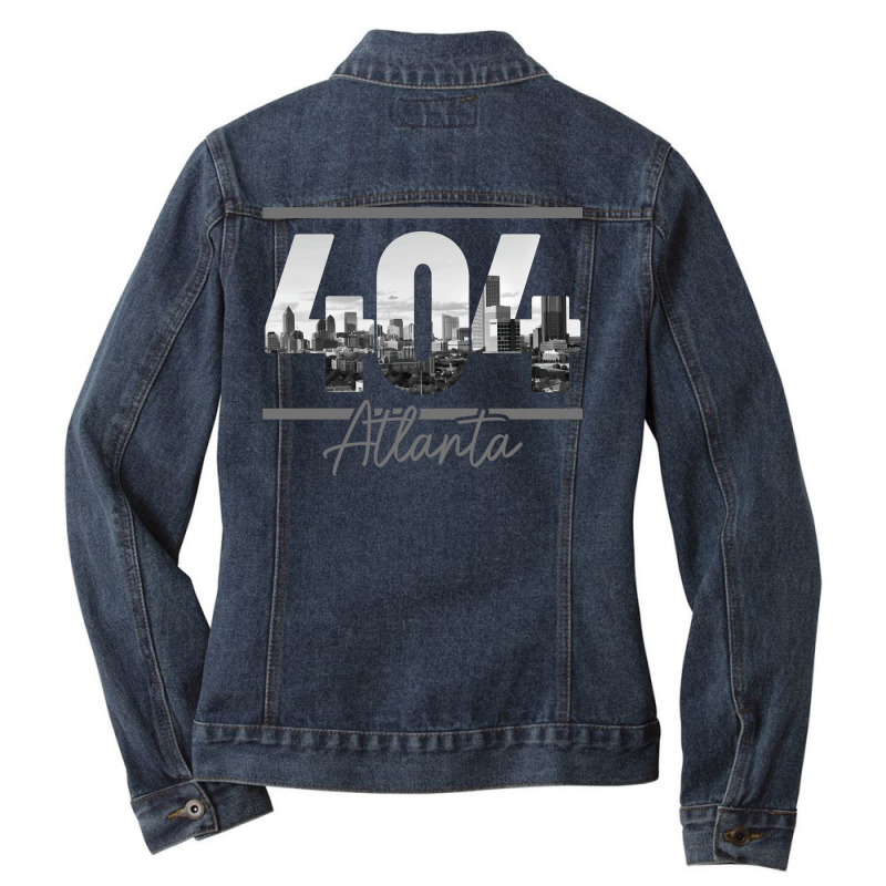 Atlanta 404 Area Code Skyline Atl Georgia Vintage Pullover Hoodie Ladies Denim Jacket by omano | Artistshot