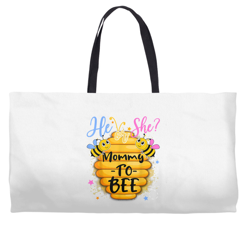 He Or She Mommy To Bee Gender Reveal Bee Lovers T Shirt Weekender Totes | Artistshot