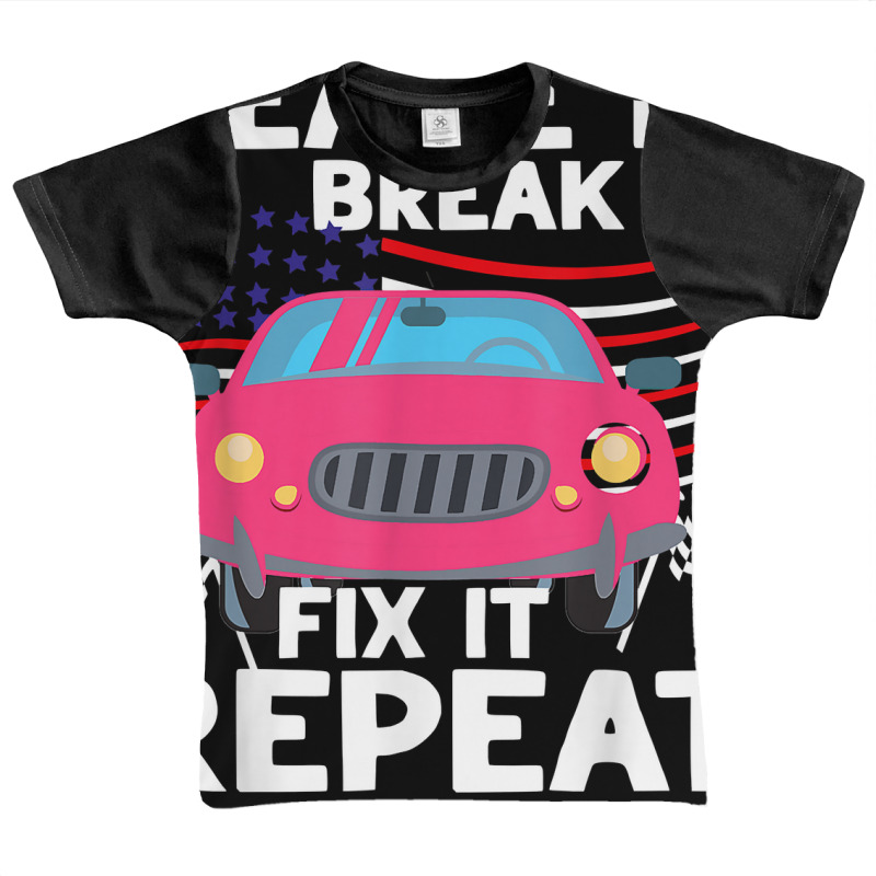 Go Kart Dad Race It Break It Fix Repeat Car Racing Usa Flag T Shirt Graphic Youth T-shirt by brict6eguo | Artistshot