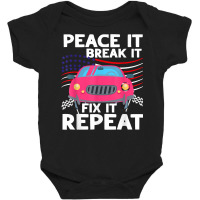 Go Kart Dad Race It Break It Fix Repeat Car Racing Usa Flag T Shirt Baby Bodysuit | Artistshot