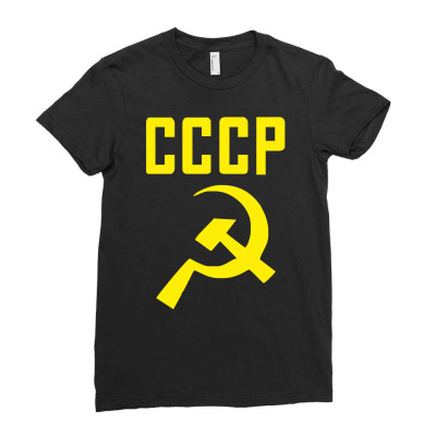 Cccp Hammer & Sickle  Soviet Union Communist Communism Russia Red Star Ladies Fitted T-shirt Designed By Mdk Art