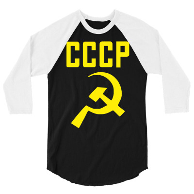 Cccp Hammer & Sickle  Soviet Union Communist Communism Russia Red Star 3/4 Sleeve Shirt Designed By Mdk Art