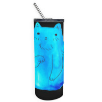 Striped Tail Blue Watercolor Cat Skinny Tumbler | Artistshot