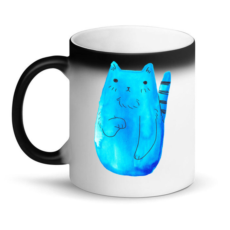 Striped Tail Blue Watercolor Cat Magic Mug | Artistshot