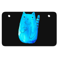 Striped Tail Blue Watercolor Cat Atv License Plate | Artistshot