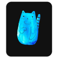 Striped Tail Blue Watercolor Cat Mousepad | Artistshot