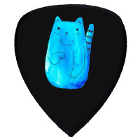 Striped Tail Blue Watercolor Cat Shield S Patch | Artistshot