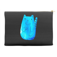 Striped Tail Blue Watercolor Cat Accessory Pouches | Artistshot