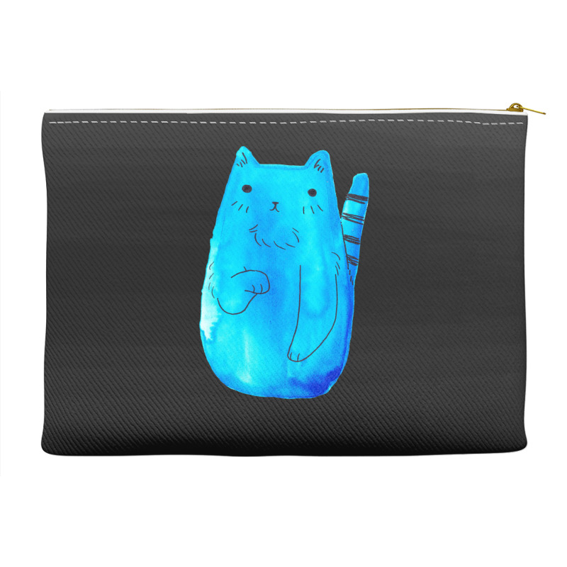 Striped Tail Blue Watercolor Cat Accessory Pouches | Artistshot