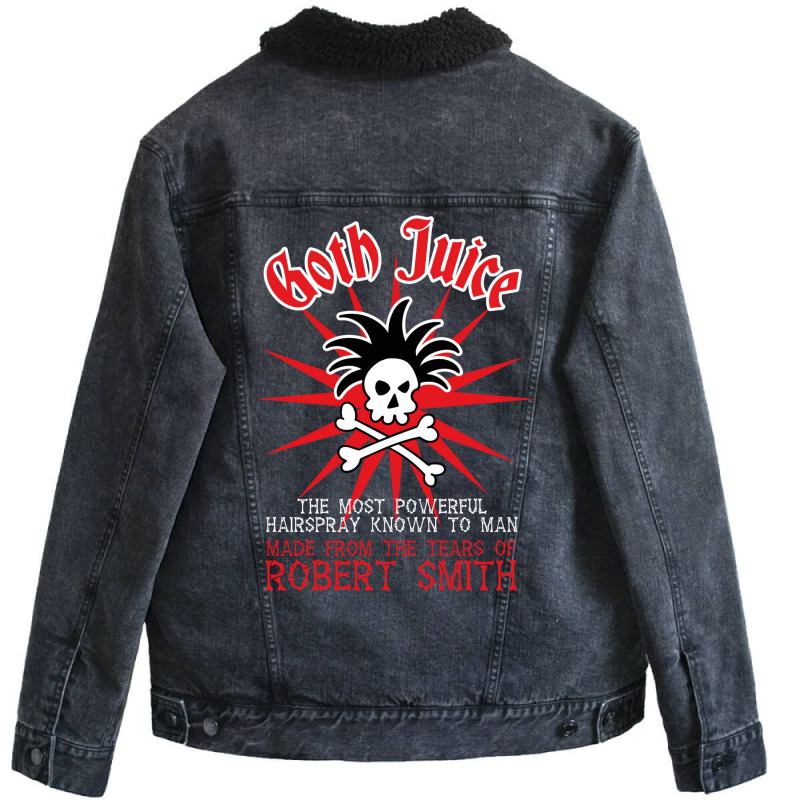 Goth Juice The Most Powerful Hairspray Known To Man Unisex Sherpa-Lined Denim Jacket by osetekodzot | Artistshot