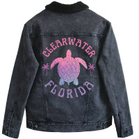 Clearwater Beach Florida Sea Turtle Summer Vacation Cute Pullover Hood Unisex Sherpa-lined Denim Jacket | Artistshot