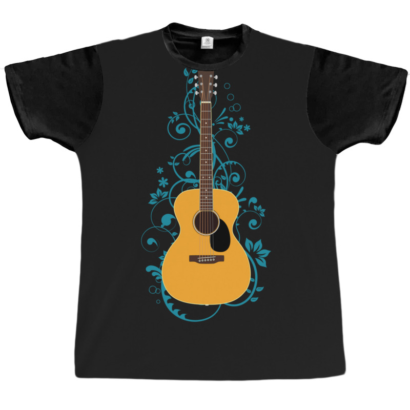 Natural Concert Acoustic Guitar Flowering Vines 1 Graphic T-shirt | Artistshot