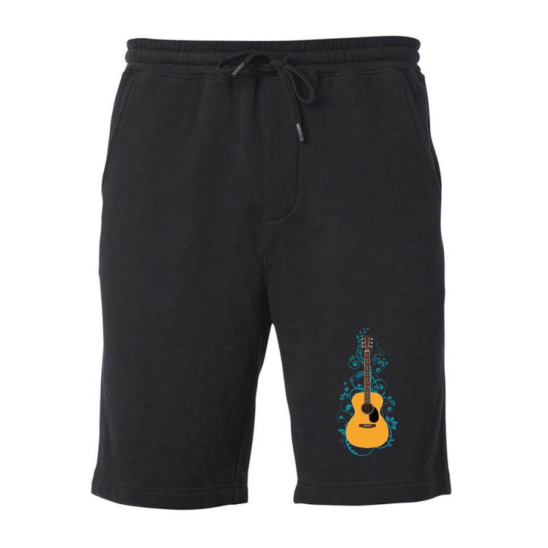 Natural Concert Acoustic Guitar Flowering Vines 1 Fleece Short | Artistshot