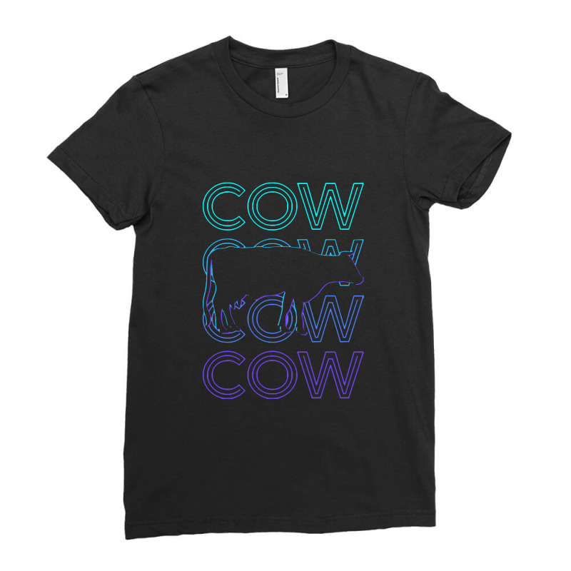 Cow ,cow Farmer Farming Farm Retro Gift Ladies Fitted T-Shirt by marinah | Artistshot