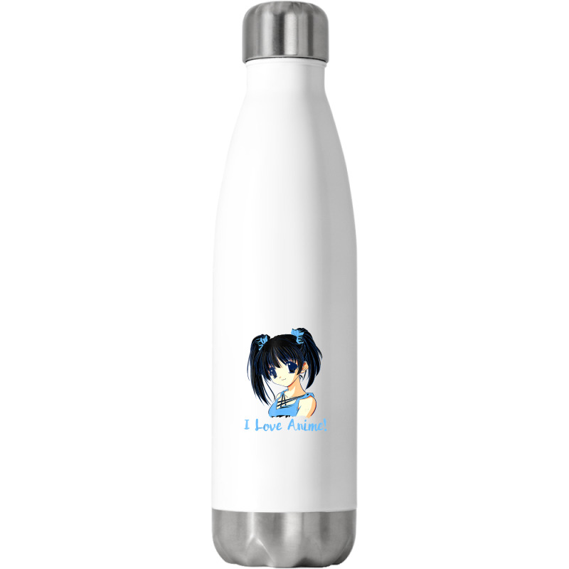 I Love Anime! Anime Girl Stainless Steel Water Bottle by FranklinTepper1 | Artistshot