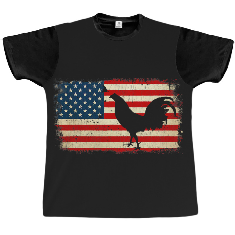 Vintage Us Flag Cockfighting Video Graphic T-shirt by JasonJoplin | Artistshot