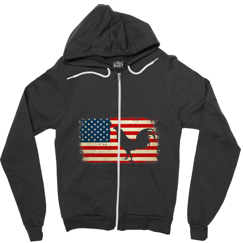 Vintage Us Flag Cockfighting Video Zipper Hoodie by JasonJoplin | Artistshot