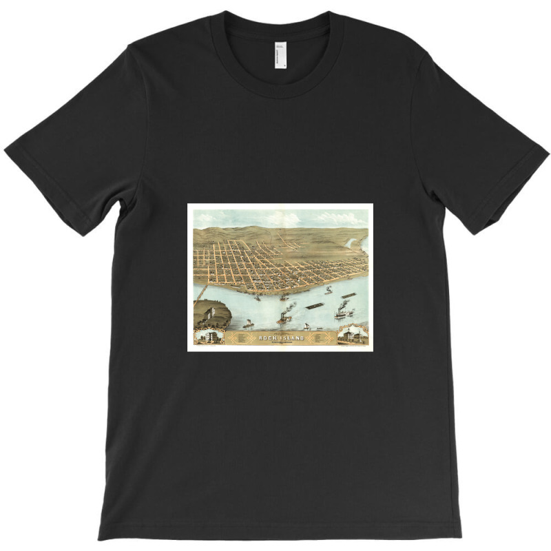 Vintage Map Of Rock Island Il (1869) T-Shirt by JamesLong | Artistshot