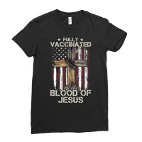 Christian Usa Flag Fully Vaccinated By The Blood Of Jesus Long Sleeve Ladies Fitted T-shirt | Artistshot