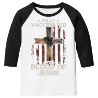 Christian Usa Flag Fully Vaccinated By The Blood Of Jesus Long Sleeve Youth 3/4 Sleeve | Artistshot