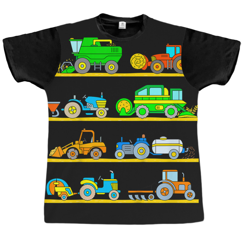 Kids Combine Harvester Farm Vehicles Tractor Boys Graphic T-shirt by RachelRenePeckham | Artistshot