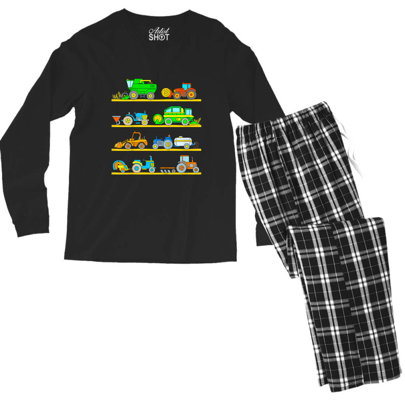 Kids Combine Harvester Farm Vehicles Tractor Boys Men's Long Sleeve Pajama Set by RachelRenePeckham | Artistshot