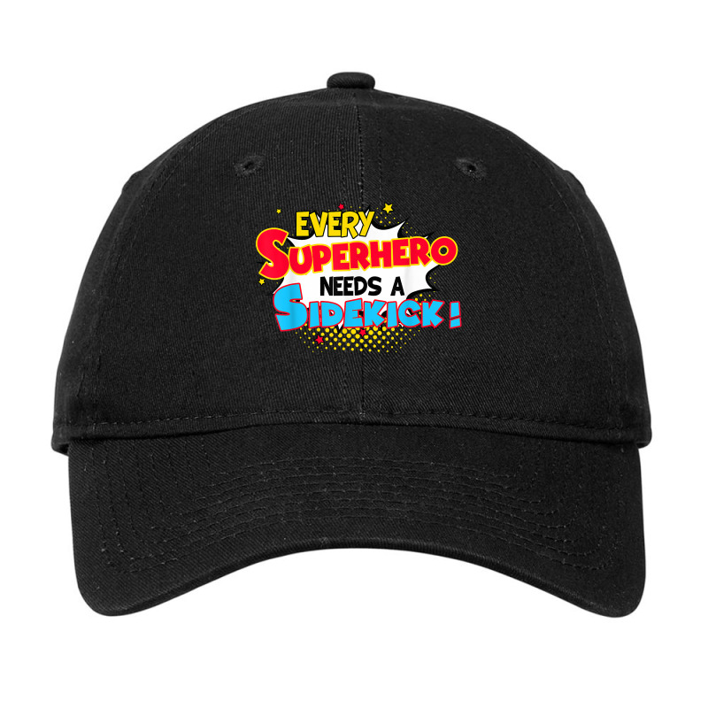 Kids Every Superhero Needs A Sidekick Brother Sister Adjustable Cap by RachelRenePeckham | Artistshot